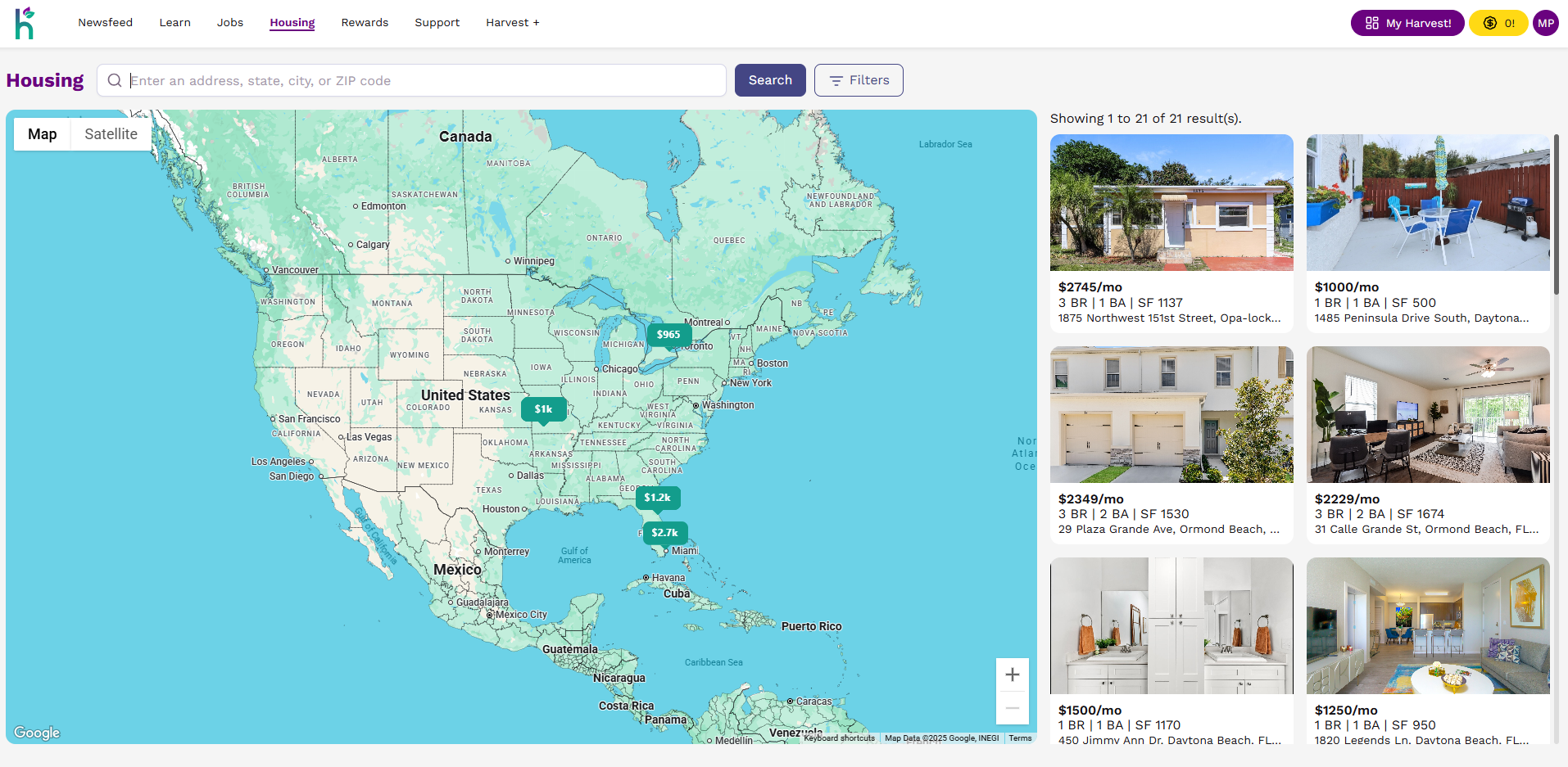 Harvest Solutions housing list
